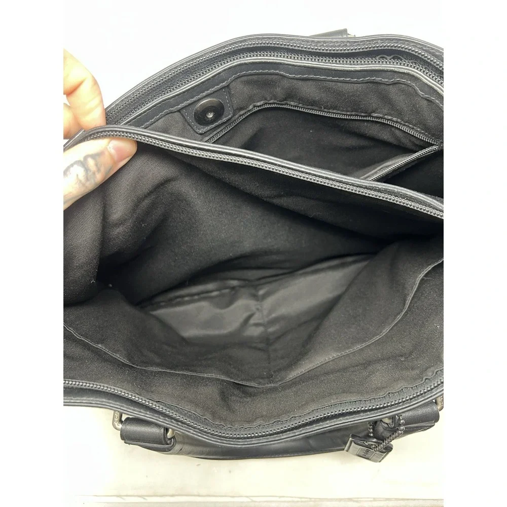 COACH F71072 Gray‎ Black Tattersall Metropolitan Tote Messenger Briefcase Bag
